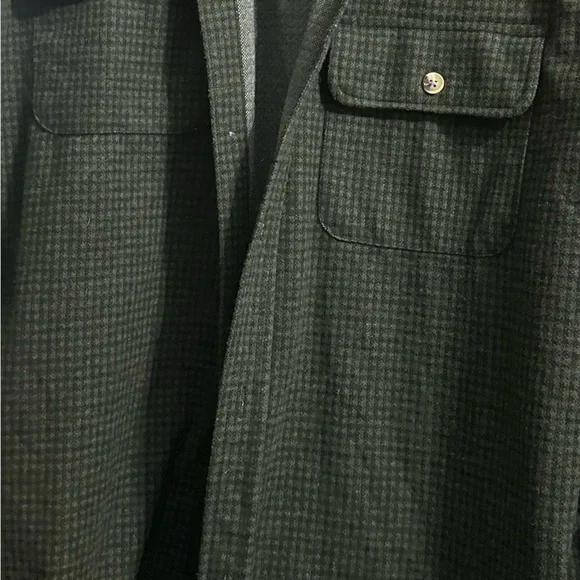 TailorByrd Olive Green Houndstooth Heavyweight Button Down Flannel Large - Picture 4 of 5
